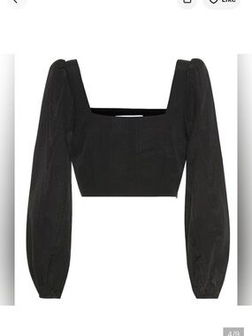 Racil Square Neck Black Balloon-Sleeve Crop Top